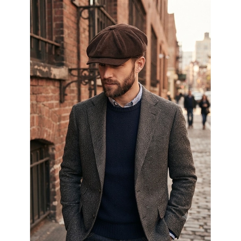 Jaxon Cab Hat Newsboy Corduroy Dark Brown 8.5 23.5